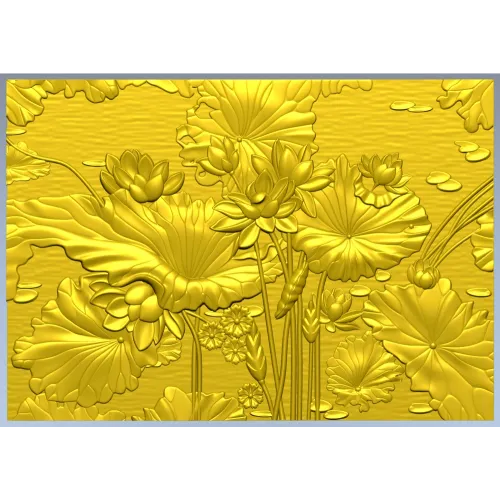 Lotus Pond Relief - detailed STL 3D model for CNC carving