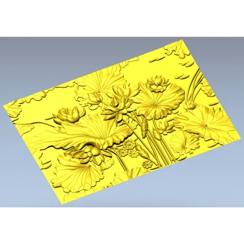 Lotus Pond Relief - detailed STL 3D model for CNC carving