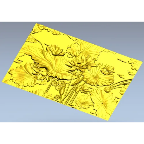 Lotus Pond Relief - detailed STL 3D model for CNC carving