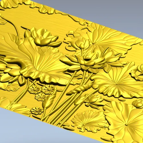 Lotus Pond Relief - detailed STL 3D model for CNC carving