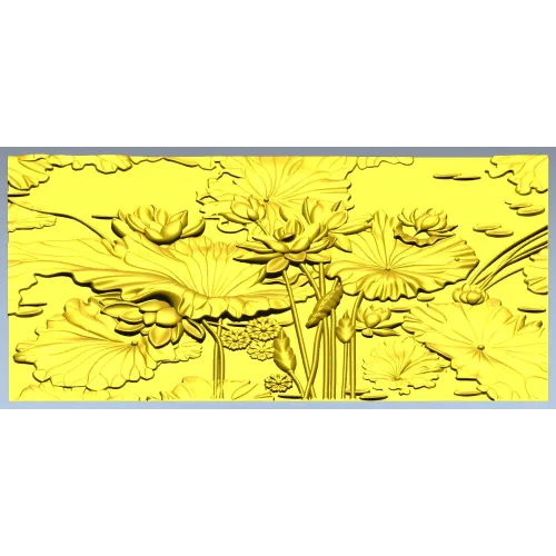 Lotus Pond Relief - detailed STL 3D model for CNC carving