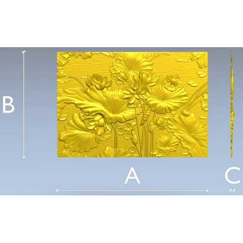 Lotus Pond Relief - detailed STL 3D model for CNC carving