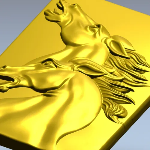 STL модель рельефа "Дуэт лошадей" - 3D модель stl для ЧПУ
