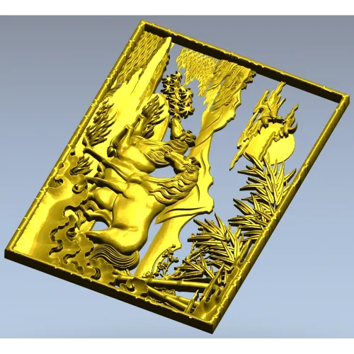 3D модель STL - панно с лошадьми для фрезерной резьбы