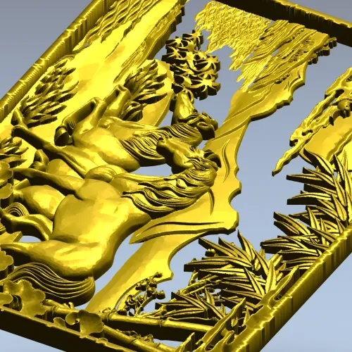 3D модель STL - панно с лошадьми для фрезерной резьбы