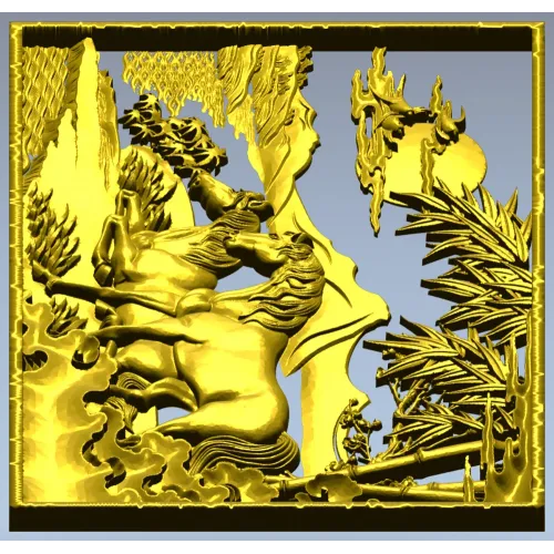 3D модель STL - панно с лошадьми для фрезерной резьбы