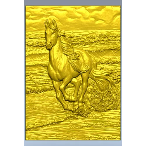 Galloping horse relief STL for CNC