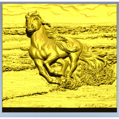 Galloping horse relief STL for CNC