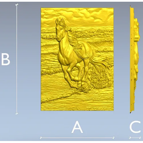 Galloping horse relief STL for CNC