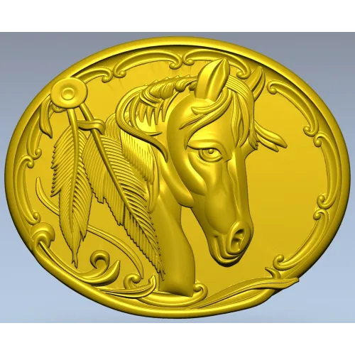 Noble Horse Medallion STL 3D Model for CNC