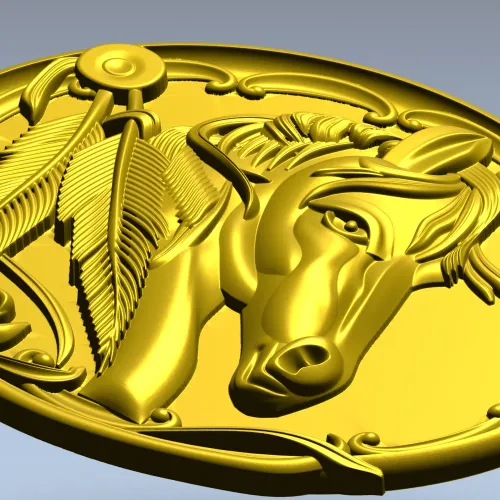 Noble Horse Medallion STL 3D Model for CNC