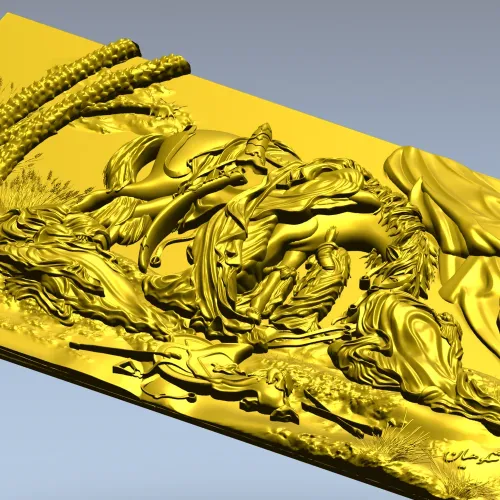 3D модель STL рельефа "Утомлённый конь у шатра" для ЧПУ