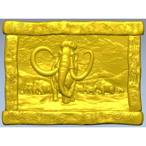 Mammoth Relief Panel STL for CNC carving