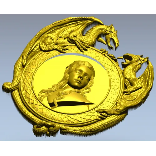 Медальон с драконами - 3D модель в формате STL для ЧПУ