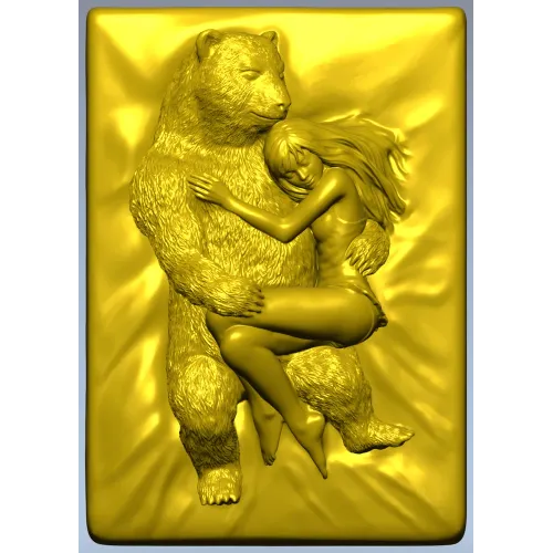 Bear's Embrace - high-relief STL 3D model for CNC