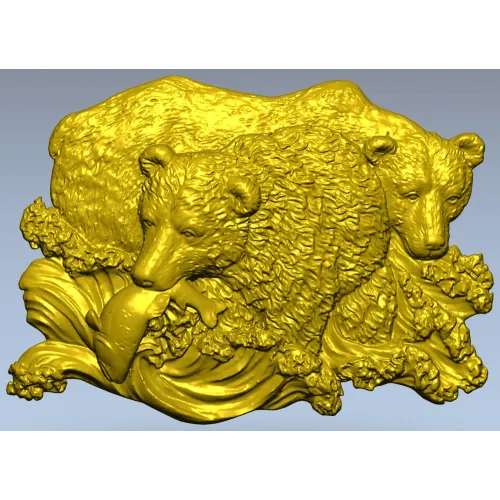 Медвежья пара у реки - 3D модель STL для ЧПУ