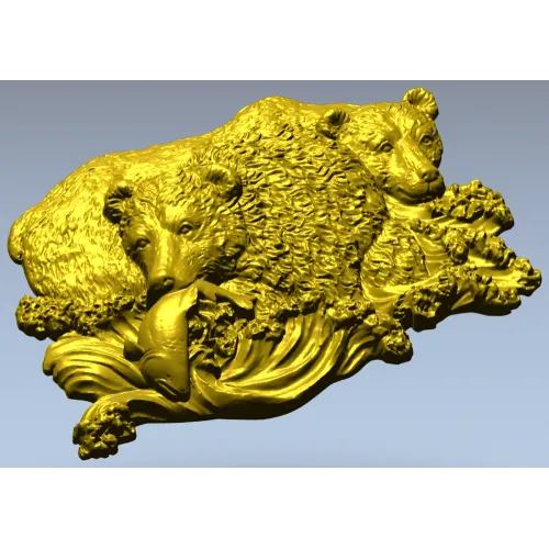 Медвежья пара у реки - 3D модель STL для ЧПУ