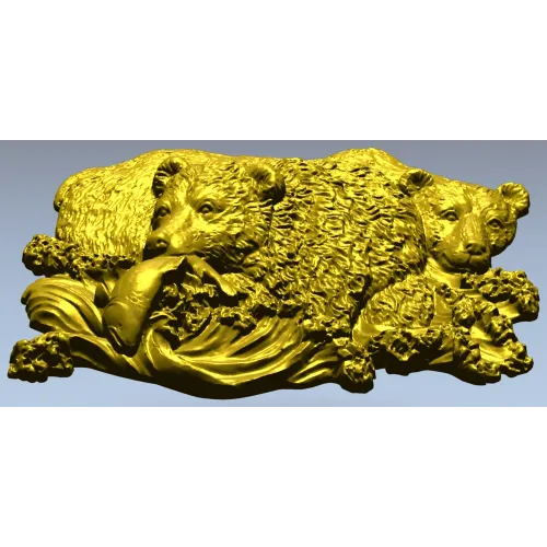 Медвежья пара у реки - 3D модель STL для ЧПУ