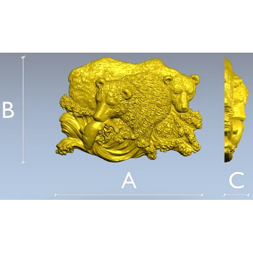 Медвежья пара у реки - 3D модель STL для ЧПУ