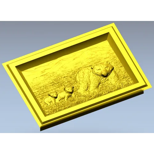 Bear family bas-relief STL for CNC