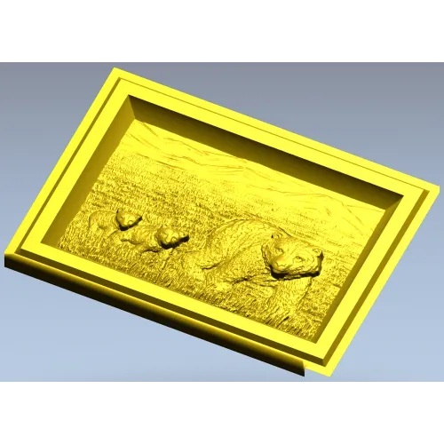 Bear family bas-relief STL for CNC