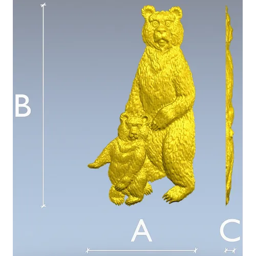 Медведица с медвежонком - 3D модель STL для ЧПУ
