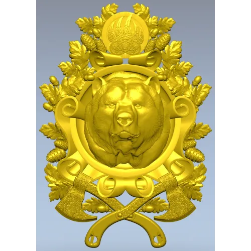 Grizzly Heraldic Crest STL 3D model