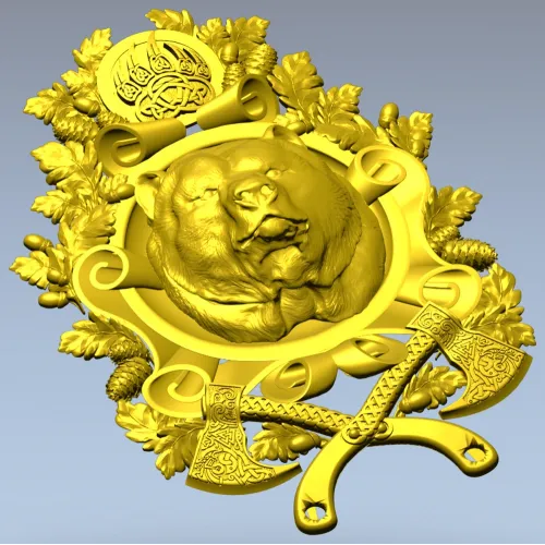 Grizzly Heraldic Crest STL 3D model