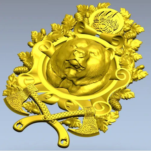 Grizzly Heraldic Crest STL 3D model