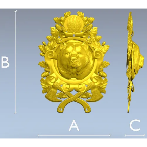 Grizzly Heraldic Crest STL 3D model