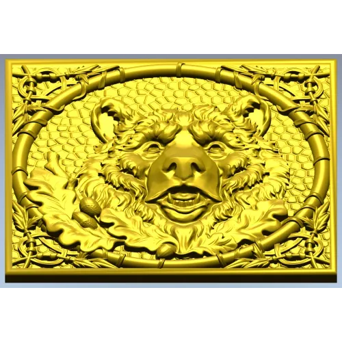 Bear Relief Panel - high-relief STL for CNC carving