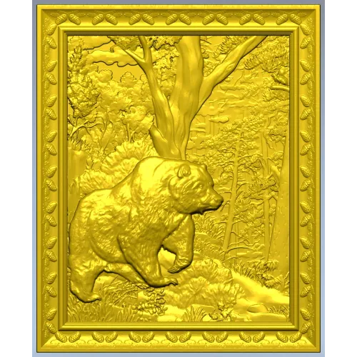 Forest Bear Relief - STL 3D model for CNC carving