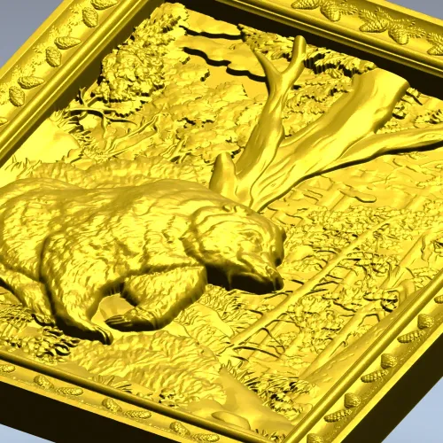 Forest Bear Relief - STL 3D model for CNC carving