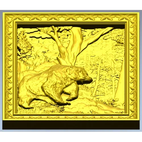 Forest Bear Relief - STL 3D model for CNC carving