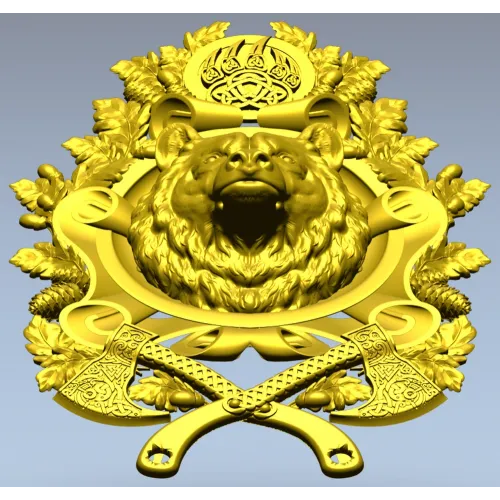 Guardian Bear Crest - high-relief STL 3D model for CNC