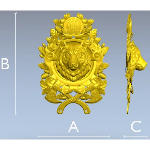 Guardian Bear Crest - high-relief STL 3D model for CNC