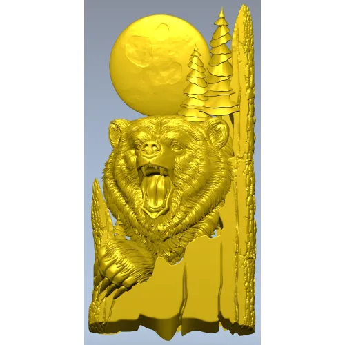 Бурый медведь под Луной - 3D модель STL для ЧПУ
