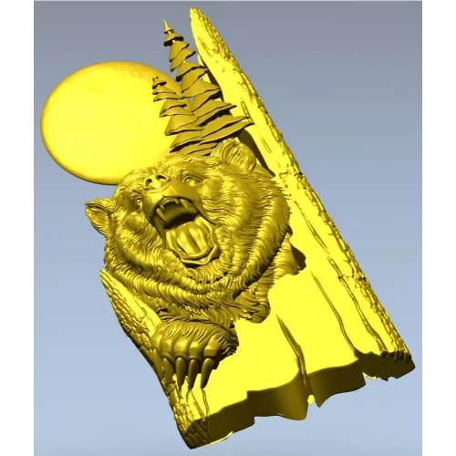 Бурый медведь под Луной - 3D модель STL для ЧПУ