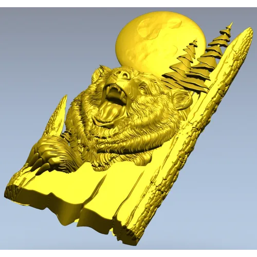 Бурый медведь под Луной - 3D модель STL для ЧПУ