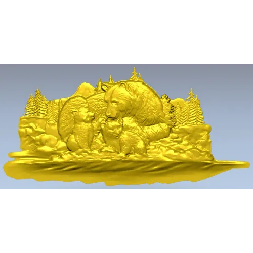 Медвежья идиллия - рельефное панно в формате STL для ЧПУ