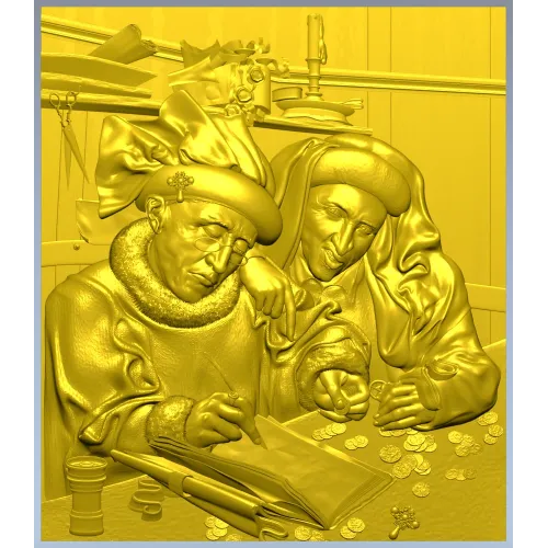 Рельефное панно "Менялы" - 3D STL модель для ЧПУ