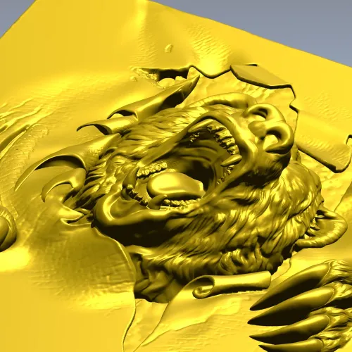Разъярённый медведь - 3D рельеф в формате STL для ЧПУ