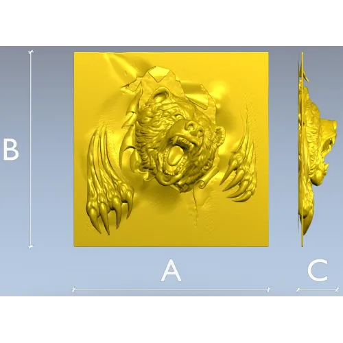 Разъярённый медведь - 3D рельеф в формате STL для ЧПУ