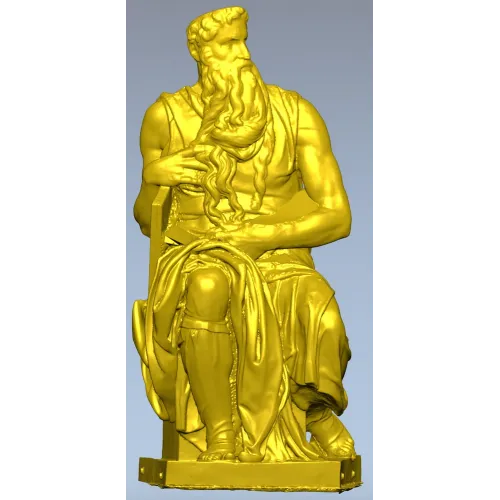 Seated Moses - High-Relief 3D Model STL for CNC