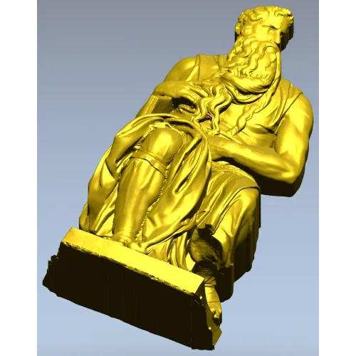 Seated Moses - High-Relief 3D Model STL for CNC
