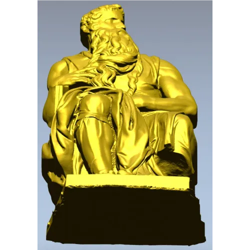 Seated Moses - High-Relief 3D Model STL for CNC