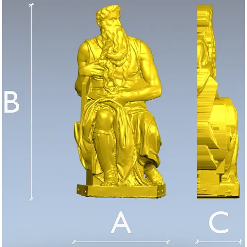 Seated Moses - High-Relief 3D Model STL for CNC