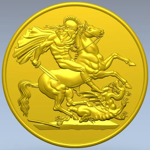 Saint George Medallion STL - high relief 3D model for CNC
