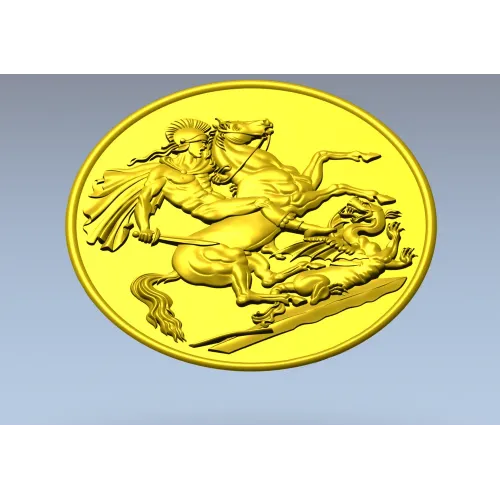 Saint George Medallion STL - high relief 3D model for CNC
