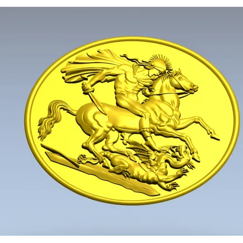 Saint George Medallion STL - high relief 3D model for CNC